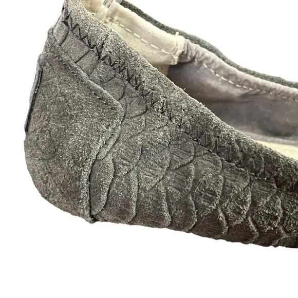 Toms Womens Gray Leather Reptile Print Slip On Square Toe Ballet Flats Shoes 7 - Picture 3 of 16